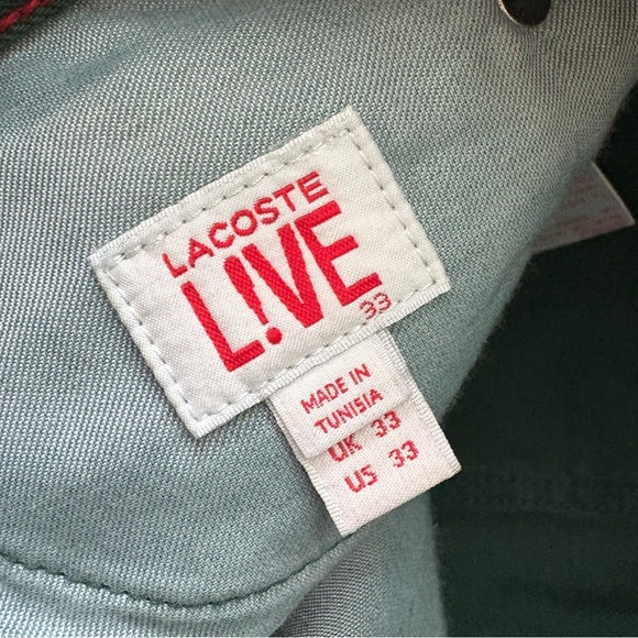 Lacoste Live Green Buttonfly Men’s Pants Size 33 Cotton Preppy - Picture 10 of 10